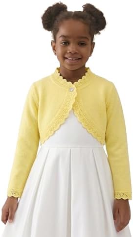 Lilax Little Girls' Knit Long Sleeve Button Closure Bolero Cardigan Shrug - Image 3