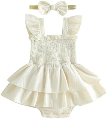 Newborn Baby Girls Summer Clothes Ruffle Sleeveless Pleated Smocked Bubble by Ursobutegl