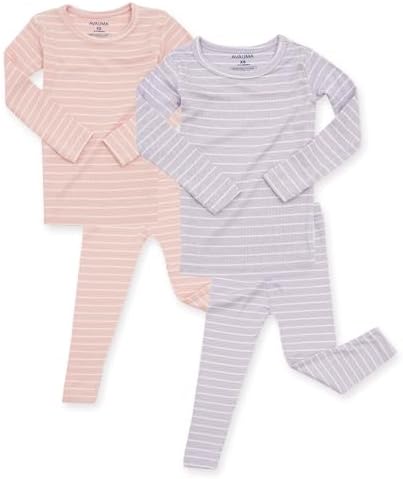 AVAUMA Stripe Pattern Baby Boys Girls Pajama Set Kids Toddler Snug fit Ribbed by AVAUMA