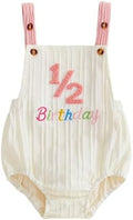 Honganda Baby Boy 1/2 Birthday Outfit Half Way to One Cake Smash Romper by Honganda