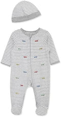 Little Me Baby Boy Clothes 2-Piece Baby Sleeper and Cap Set, 100% Cotton by LittleMeChildrensApparel
