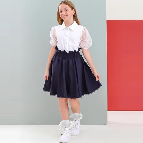 Girls Ruffle Socks Double Lace Turn Cuff Frilly Church Dress Socks - Image 2