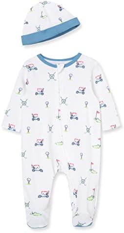 Little Me Baby Boy Clothes 2-Piece Baby Sleeper and Cap Set, 100% Cotton by LittleMeChildrensApparel