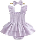Newborn Baby Girls Summer Clothes Ruffle Sleeveless Pleated Smocked Bubble by Ursobutegl