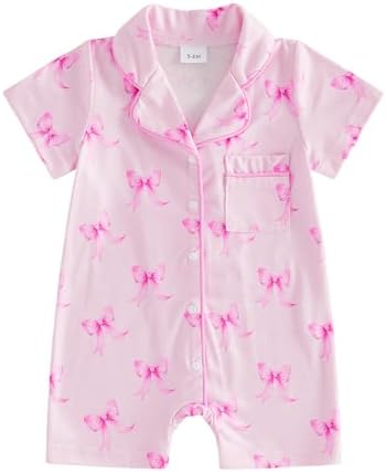 Kuriozud Baby Girl Boy Romper Pajamas Onesie Short Sleeve Button Down Pjs by Kuriozud