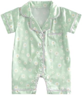 Kuriozud Baby Girl Boy Romper Pajamas Onesie Short Sleeve Button Down Pjs by Kuriozud