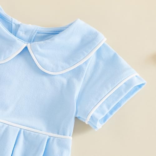 Newborn Baby Boy Girl Clothes Short Sleeve Solid Bubble Romper Doll Collar - Image 6