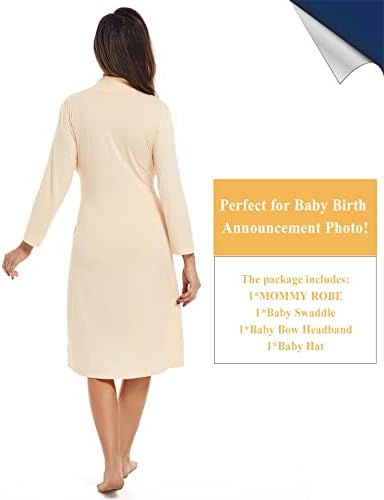 Maternity Robe with Matching Swaddle Blanket Set, Maternity Barhrobe Delivery - Image 6