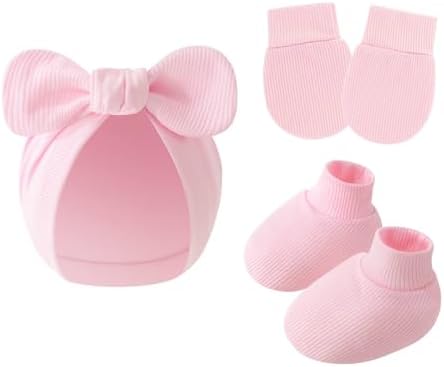 3piece Newborn Hats Mittens Socks Set Baby Boy Cotton Beanies Infant Hospital - Image 6
