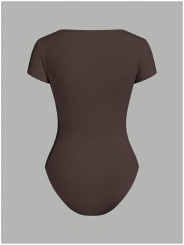 RoseSeek Girl's Short Sleeve Bodysuit Square Neck Leotard Tops 2 Pack - Image 5