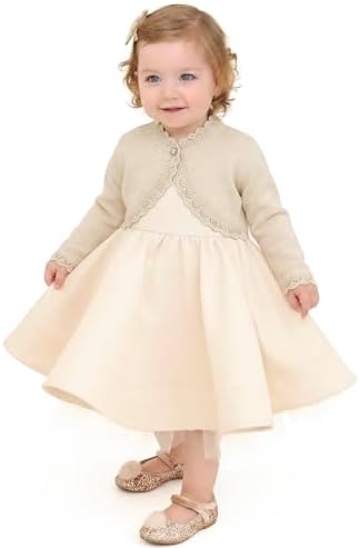 Lilax Little Girls' Knit Long Sleeve Button Closure Bolero Cardigan Shrug - Image 6