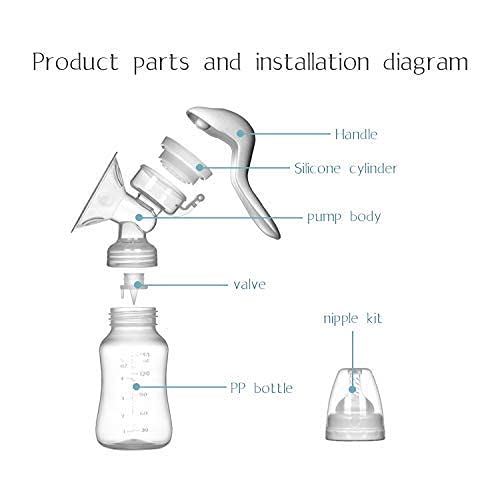 Elfzone Manual Breast Pump - Adjustable Suction Silicone Hand Pump Breastfeeding, Small Portable Manual Breast Milk Catcher Baby Feeding Pumps & Accessories, White, Mother’s Day Gifts