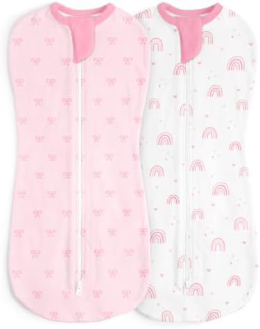 Baby Swaddle 0-2 Months, Cotton Arm-In Zipper Sleep Sack, Wearable Blankets Wrap by SANDJEST