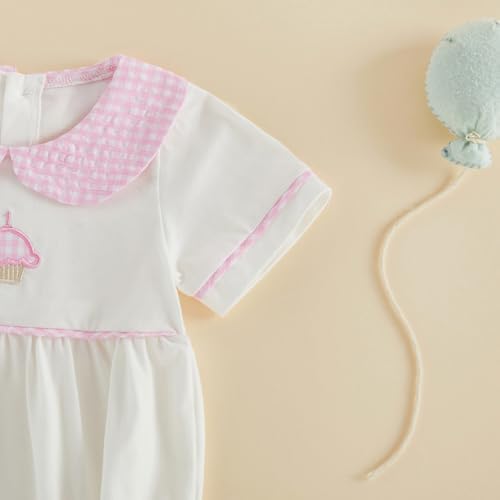 Baby Boy Girl Bubble Romper Short Sleeve Collar Summer Bodysuit - Image 5
