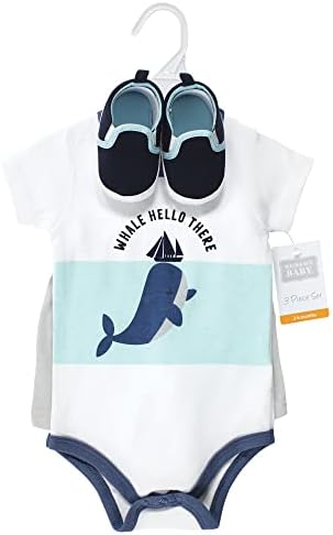 Hudson Baby Unisex Baby Cotton Bodysuit, Shorts and Shoe Set - Image 2