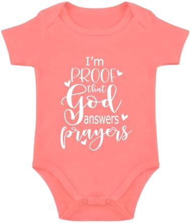 listery I'M Proof That God Answers Prayers Baby Bodysuit Baby Religious Infant by listery