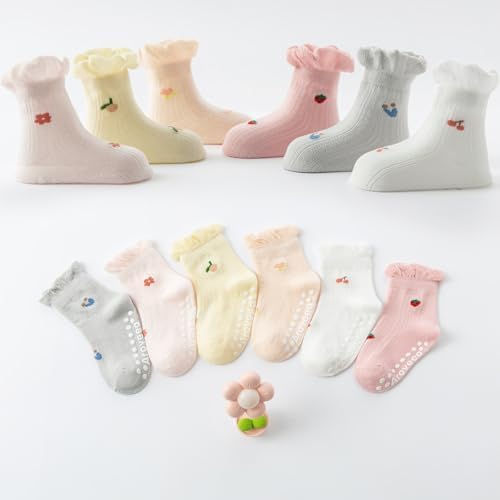 Aroveea Toddler Socks Non Slip Grip Ankle Baby 12 Pack - Image 6