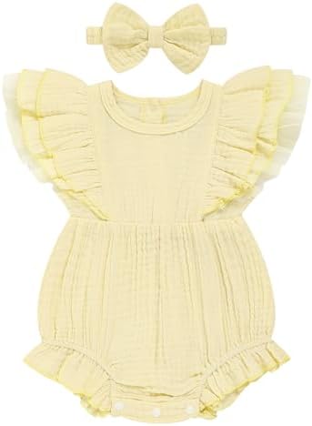 TITKKOP Ruffle Bubble Romper for Baby Girl | One-Piece Shorts Jumpsuit | Summer by TITKKOP