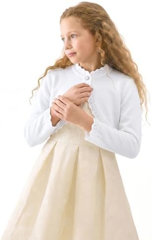 Lilax Little Girls' Knit Long Sleeve Button Closure Bolero Cardigan Shrug - Image 5