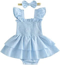 Newborn Baby Girls Summer Clothes Ruffle Sleeveless Pleated Smocked Bubble by Ursobutegl
