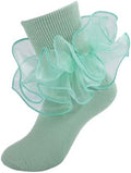 Girls Ruffle Socks Double Lace Turn Cuff Frilly Church Dress Socks by MKYSZLTSOCKS-EnjoyComfort