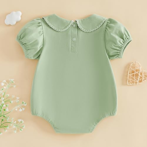 Baby Boy Girl Bubble Romper Short Sleeve Collar Summer Bodysuit - Image 3