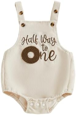 Honganda Baby Boy 1/2 Birthday Outfit Half Way to One Cake Smash Romper by Honganda