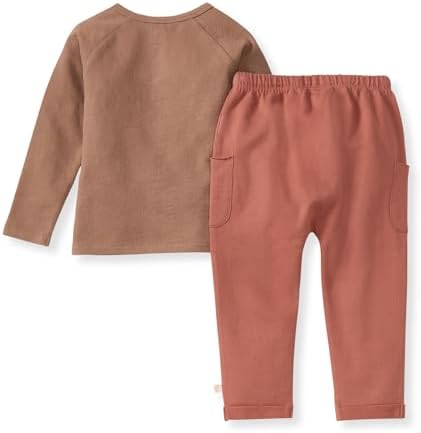 Burt's Bees Baby Boys Shirt and Pant Set, Long Sleeve Top & Bottom Outfit Bundle - Image 2