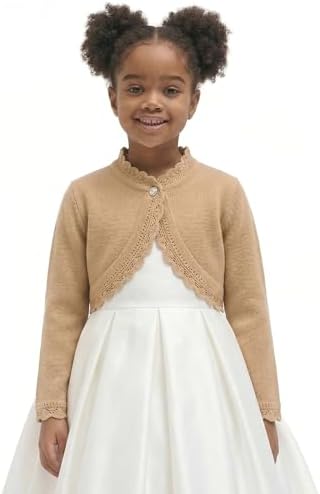 Lilax Little Girls' Knit Long Sleeve Button Closure Bolero Cardigan Shrug - Image 3