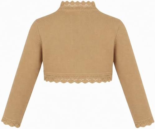 Lilax Little Girls' Knit Long Sleeve Button Closure Bolero Cardigan Shrug - Image 2