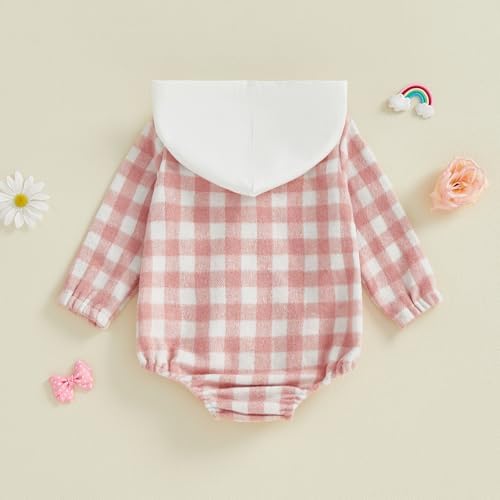 Douhoow Baby Boy Hooded Romper Long Sleeve Boy Plaid Hoodies Baby Jacket Infant - Image 3