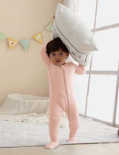 Long Sleeve Baby Bamboo Rayon Romper Infant One-Piece Double Zipper Footies | - Image 5