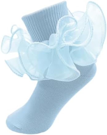 Girls Ruffle Socks Double Lace Turn Cuff Frilly Church Dress Socks by MKYSZLTSOCKS-EnjoyComfort
