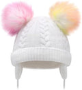 Duoyeree Toddler Winter Hat, Earflap Double Pom Pom Knit Beanie 0-36M by Duoyeree