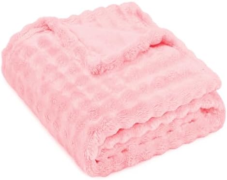 Pink Fleece Baby Blanket, Soft Cozy Baby Blankets by KIVEE