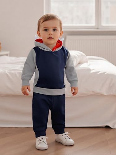 Infant Baby Boy Fall Winter Clothes Outfit Hooded Long Sweatshirt Pant Set - Image 4