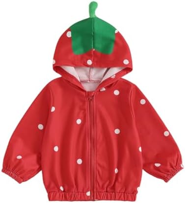 Toddler Girl Windbreaker Jacket Strawberry Baby Girls Hooded Fall Jackets Long by Mialoley