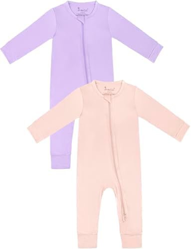 Jimonda Baby Romper Boys Girls Bamboo Pajamas 2-Way Zipper Footless Unisex Long by JimondaBaby