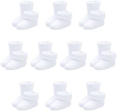 Baby Socks Newborn Terry Cotton Ankle Crew Socks 0-3 Months Girls Preemie Turn by CoziwillSocks