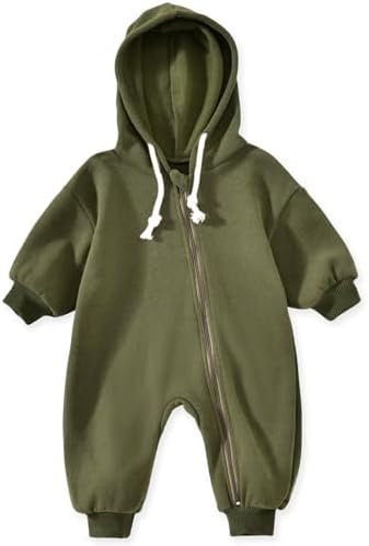 Unutiylo Unisex Baby Boys Girls Long Sleeve Infant Baby Zipper Hooded Jumpsuits by Unutiylo