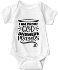 listery I'M Proof That God Answers Prayers Baby Bodysuit Baby Religious Infant by listery