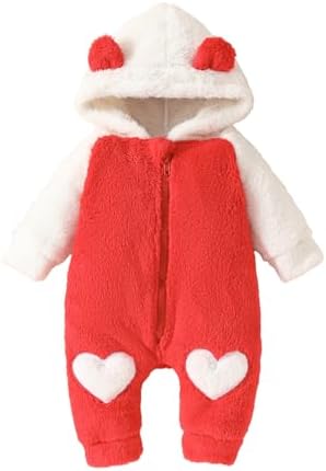 Newborn Baby Boy Girl Bear Outfits Bear Fleece Suit Zipper Hooded Romper by Socutebabe