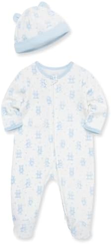 Little Me Baby Boy Clothes 2-Piece Baby Sleeper and Cap Set, 100% Cotton - Image 3