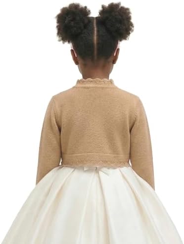 Lilax Little Girls' Knit Long Sleeve Button Closure Bolero Cardigan Shrug - Image 5