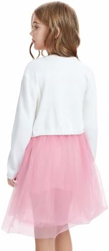 Girls Cardigan, Girls Bolero Shrug Sweater, Kids Knit Hollow Out Long Sleeve - Image 5