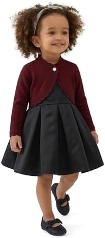 Lilax Little Girls' Knit Long Sleeve Button Closure Bolero Cardigan Shrug - Image 6