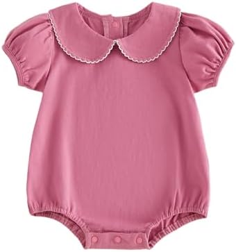Baby Boy Girl Bubble Romper Short Sleeve Collar Summer Bodysuit by Merqwadd