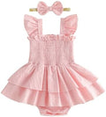 Newborn Baby Girls Summer Clothes Ruffle Sleeveless Pleated Smocked Bubble by Ursobutegl