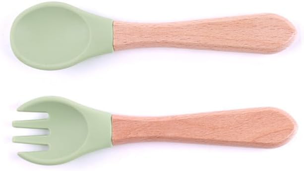 Silicone Baby Feeding Set | BPA-FREE |9 PCS Baby Led Weaning Supplies Self Feeding Utensils | Divided Suction Plate Bowl Bib Training Sippy Cup Spoon Fork (Green)