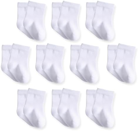 Baby Crew Socks, Cotton Rich Newborn Fit 0–3/3–6/6–12 Months by Unknown